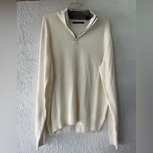 Men’s Perry Ellis Cream Pullover Quarter-Zip Sweater